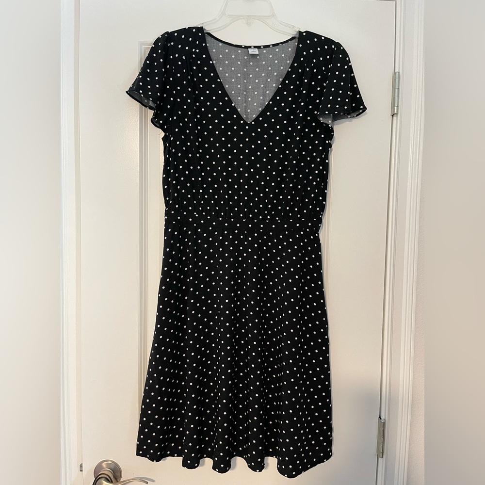 Old Navy Black and White Polka Dot Dress, size M